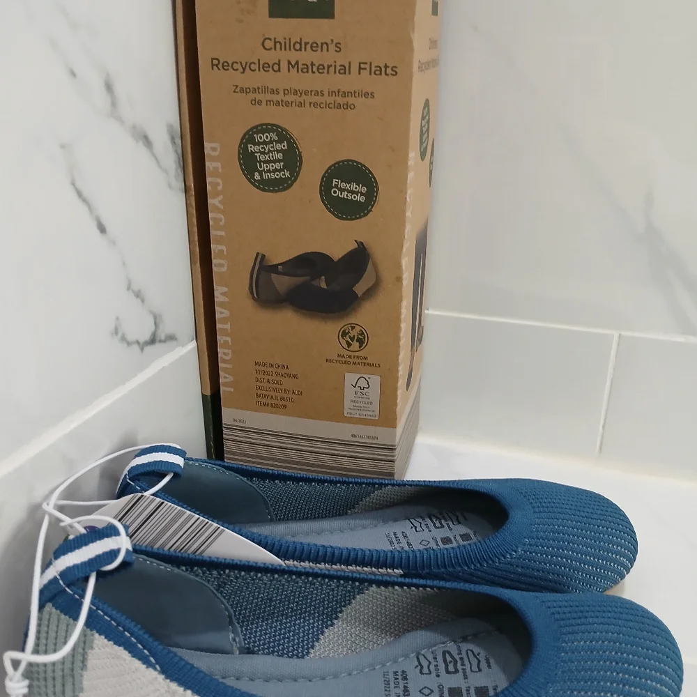 Ballet Flats Lily & Dan Blue Girls Size 11-12 Recycled Material NEW IN BOX